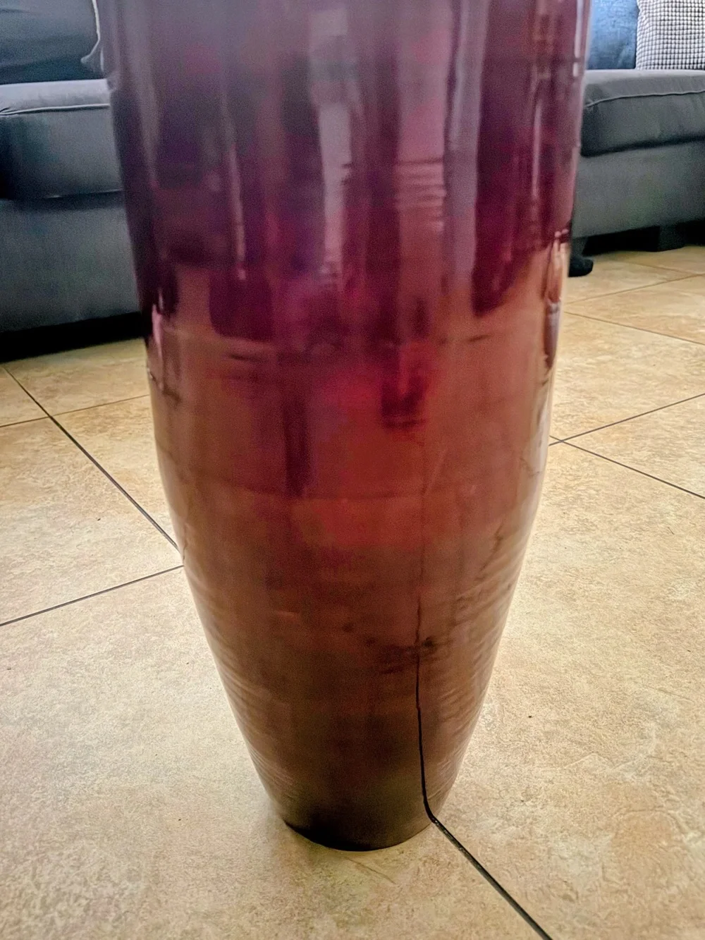 Decorative Tall Burgundy Ceramic Floor Vase -